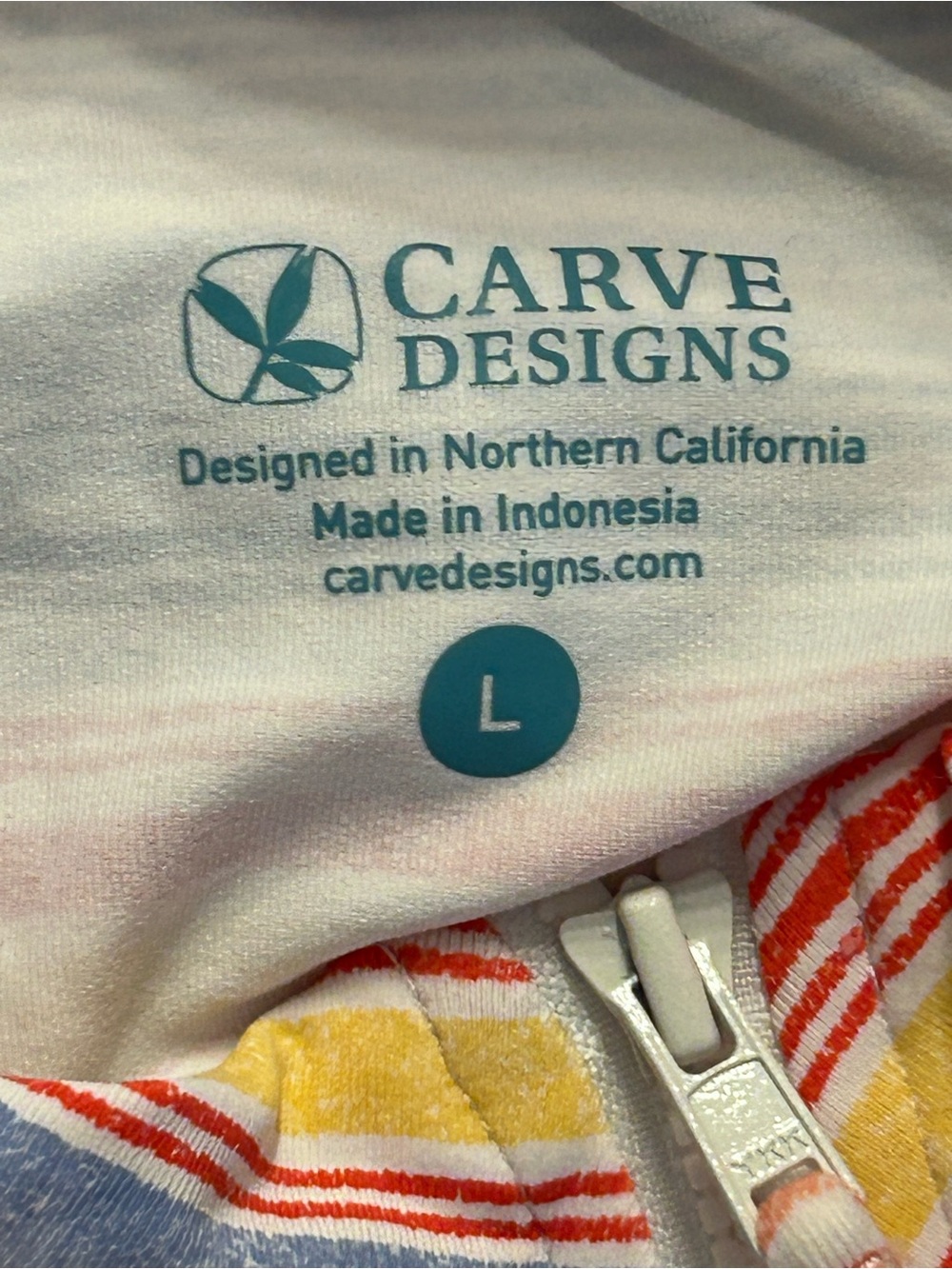 Carve Designs Keep Your Cool Sun Shirt Multi Stripe Zip Swim Coverup Size Large - Picture 12 of 13